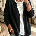 Cardigan a Maglia con Due Tasche e Bottoni