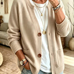 Cardigan a Maglia con Due Tasche e Bottoni