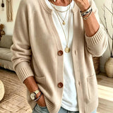 Cardigan a Maglia con Due Tasche e Bottoni