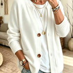 Cardigan a Maglia con Due Tasche e Bottoni