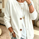 Cardigan a Maglia con Due Tasche e Bottoni