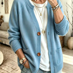 Cardigan a Maglia con Due Tasche e Bottoni