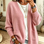 Cardigan a Maglia con Tasca Frontale Aperta