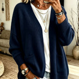 Cardigan a Maglia con Tasca Frontale Aperta