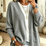 Cardigan a Maglia con Tasca Frontale Aperta