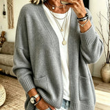 Cardigan a Maglia con Tasca Frontale Aperta