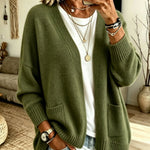 Cardigan a Maglia con Tasca Frontale Aperta