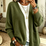 Cardigan a Maglia con Tasca Frontale Aperta