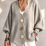 Cardigan a Maglia Ondulata Oro