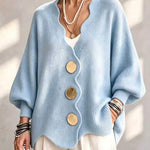 Cardigan a Maglia Ondulata Oro
