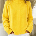 Cardigan a zip con colletto alto