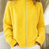 Cardigan a zip con colletto alto