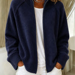 Cardigan a zip con colletto alto
