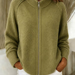Cardigan a zip con colletto alto