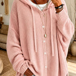 Cardigan con cappuccio e bottoni a coulisse