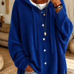 Cardigan con cappuccio e bottoni a coulisse