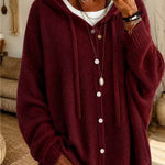 Cardigan con cappuccio e bottoni a coulisse