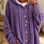 Cardigan con cappuccio e bottoni a coulisse