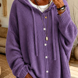 Cardigan con cappuccio e bottoni a coulisse