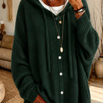 Cardigan con cappuccio e bottoni a coulisse