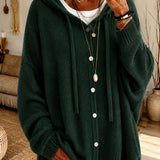 Cardigan con cappuccio e bottoni a coulisse