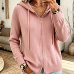 Cardigan con Cappuccio e Zip