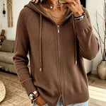Cardigan con Cappuccio e Zip