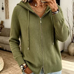 Cardigan con Cappuccio e Zip