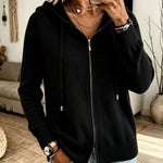 Cardigan con Cappuccio e Zip