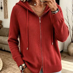Cardigan con Cappuccio e Zip