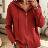 Cardigan con Cappuccio e Zip
