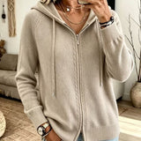 Cardigan con Cappuccio e Zip