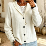 Cardigan con Collo a Sciarpa in Maglia Cable