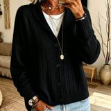 Cardigan con Collo a Sciarpa in Maglia Cable