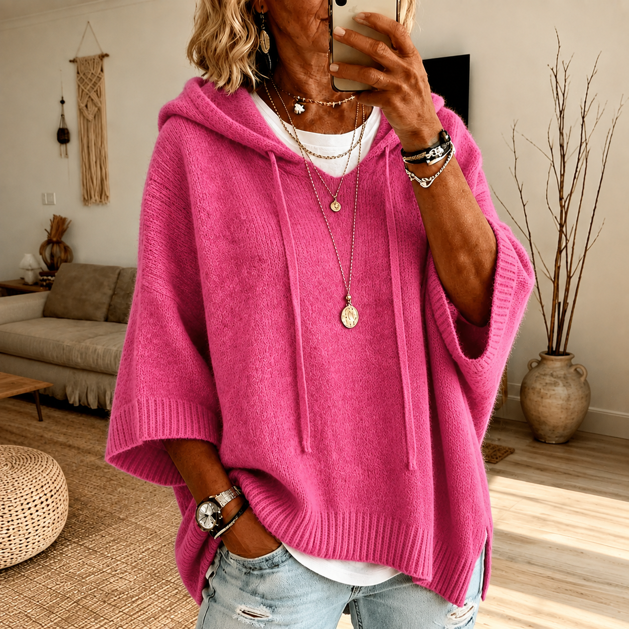 Chloé | Pull Poncho Rosa