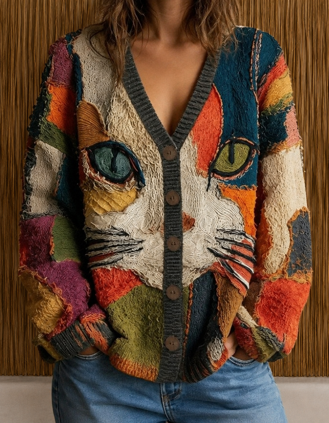 Hildora | Cardigan con Stampa Gatto