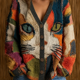 Hildora | Cardigan con Stampa Gatto
