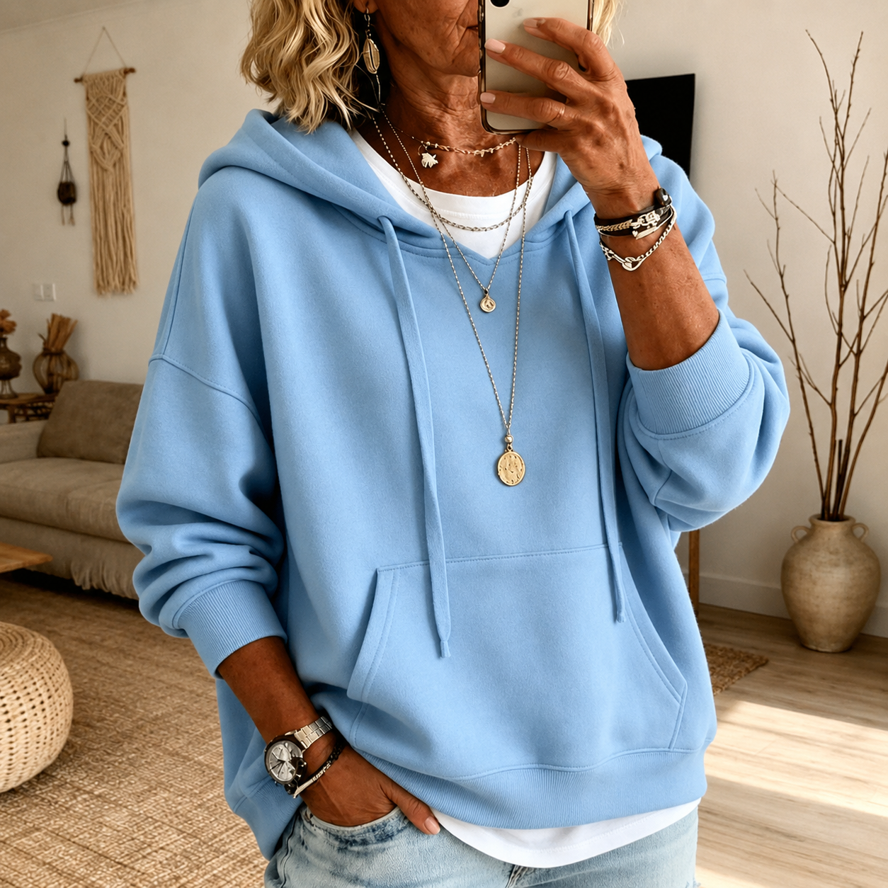 Inès | Felpa con cappuccio blu cielo