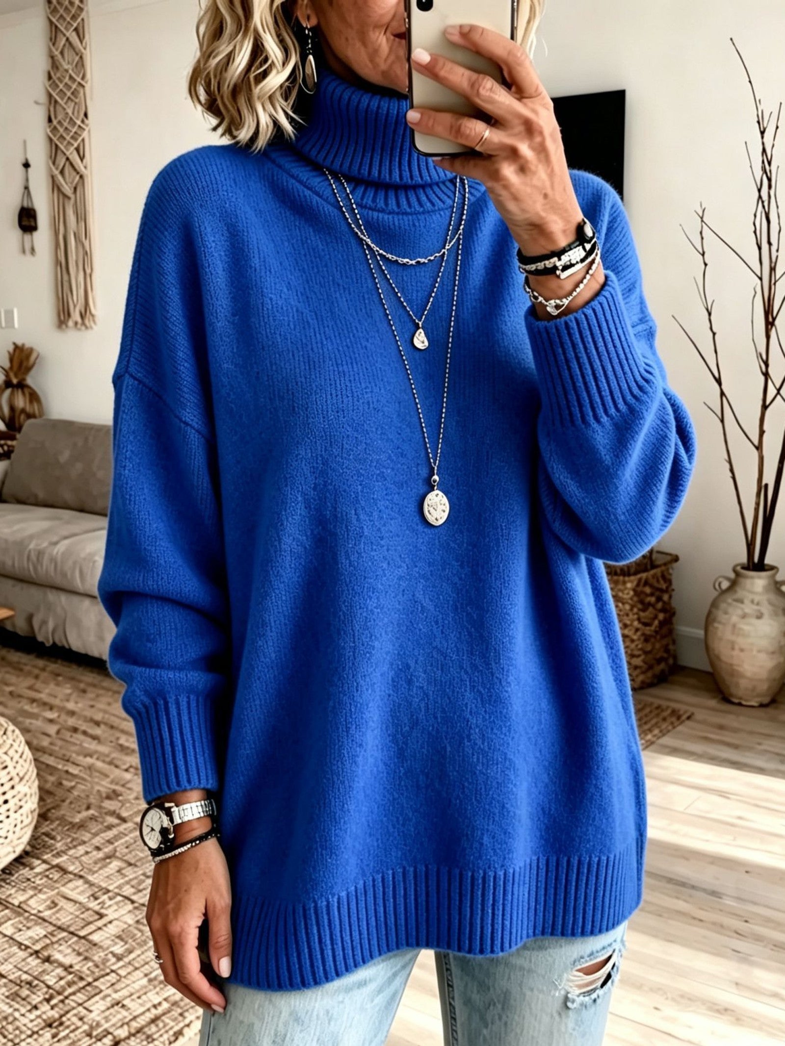 Maglione a Collo Alto Rilassato