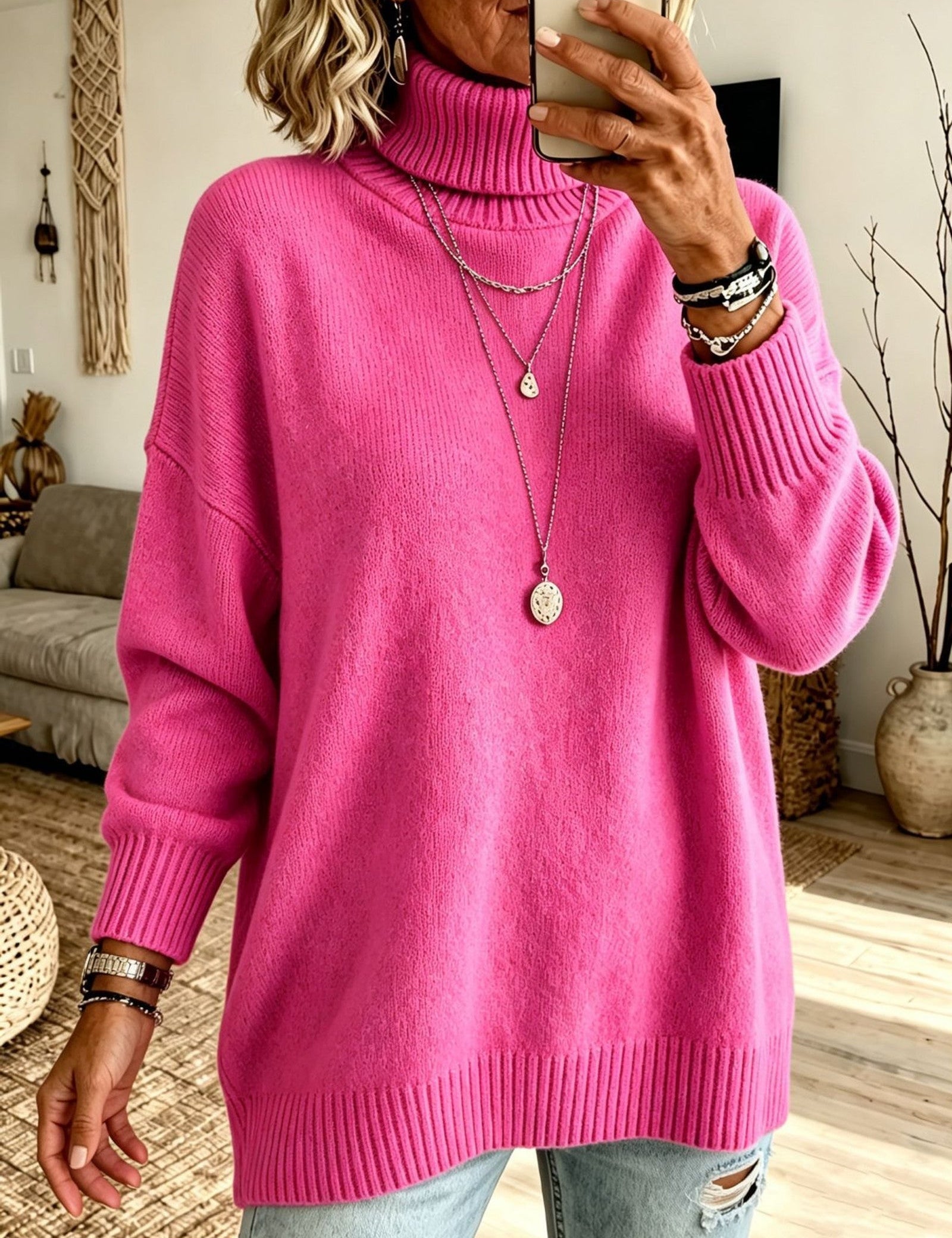 Maglione a Collo Alto Rilassato