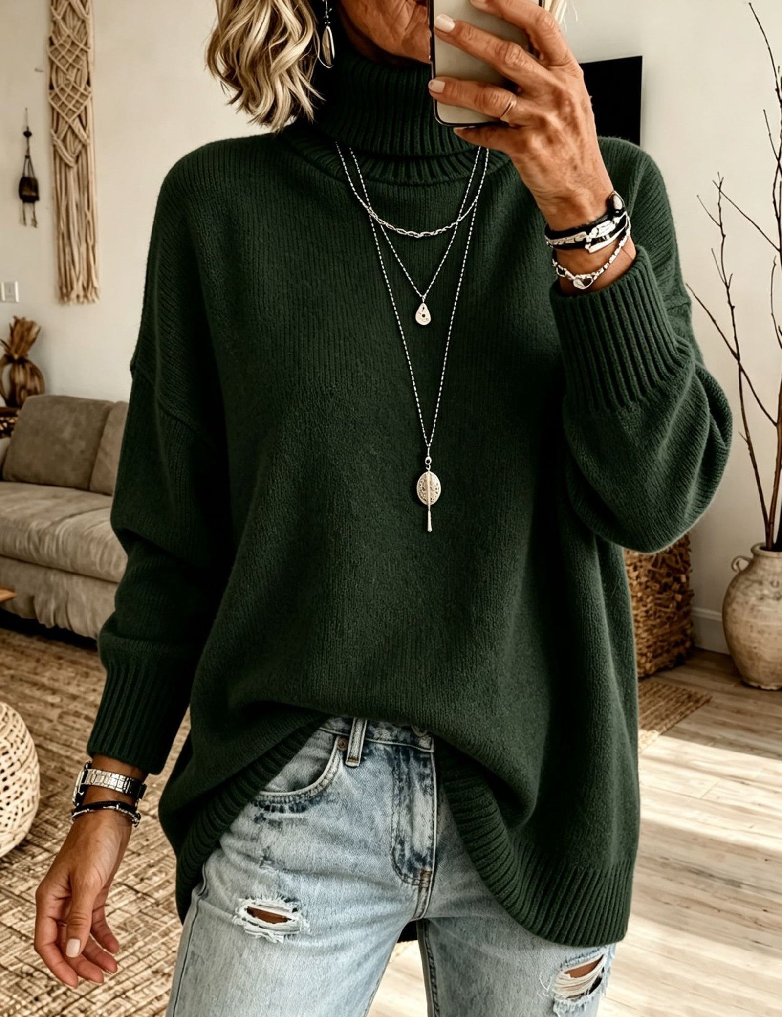Maglione a Collo Alto Rilassato
