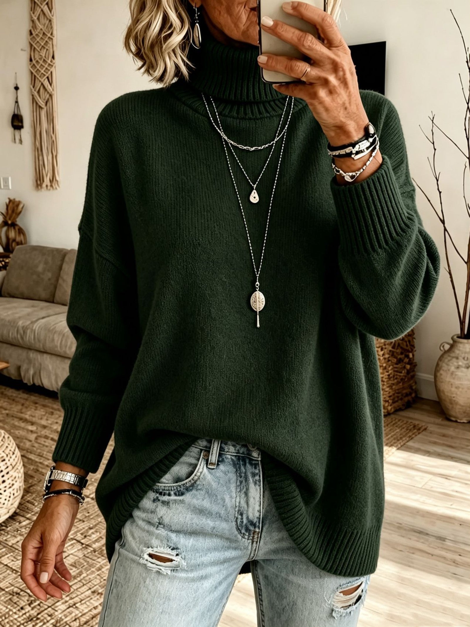 Maglione a Collo Alto Rilassato