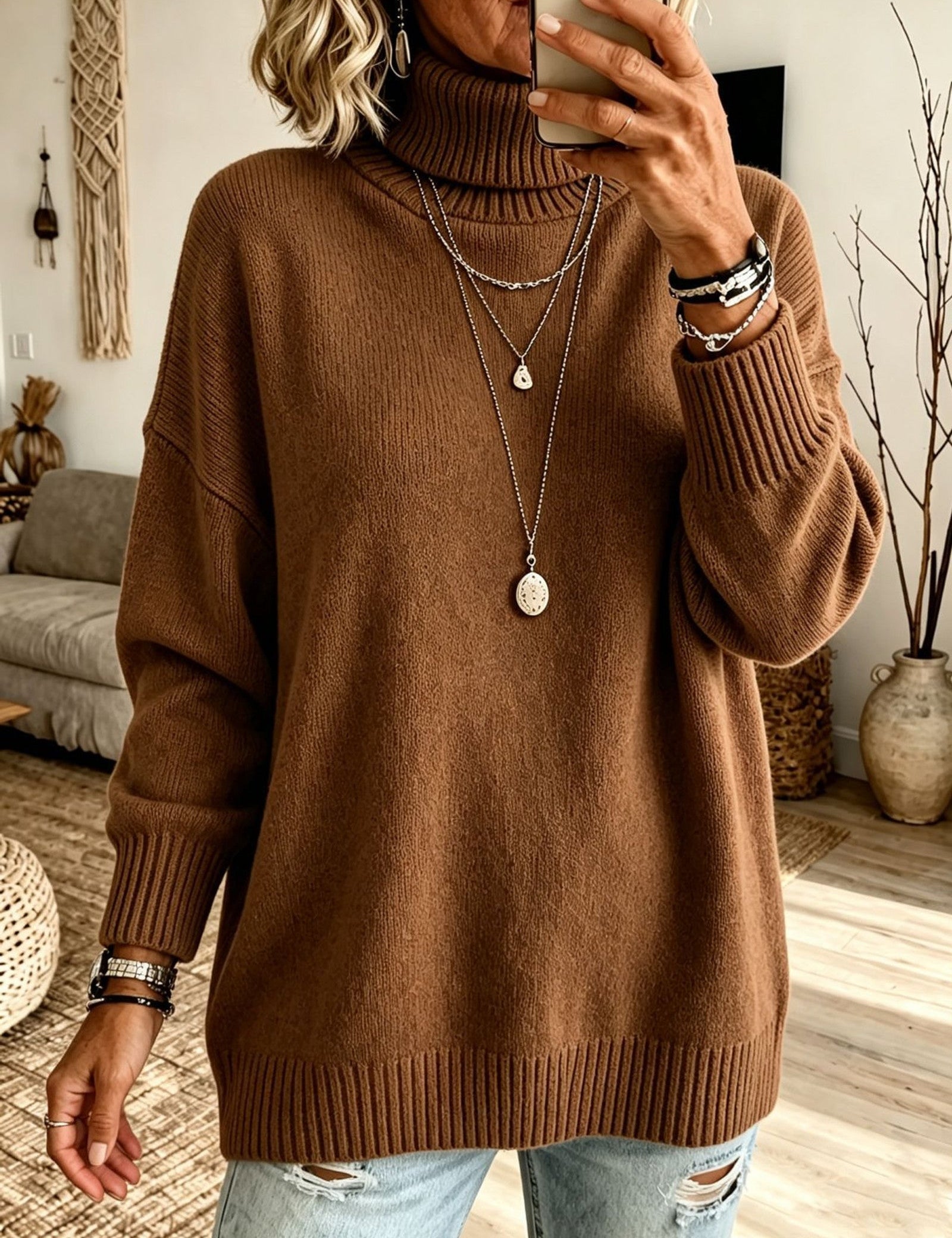 Maglione a Collo Alto Rilassato