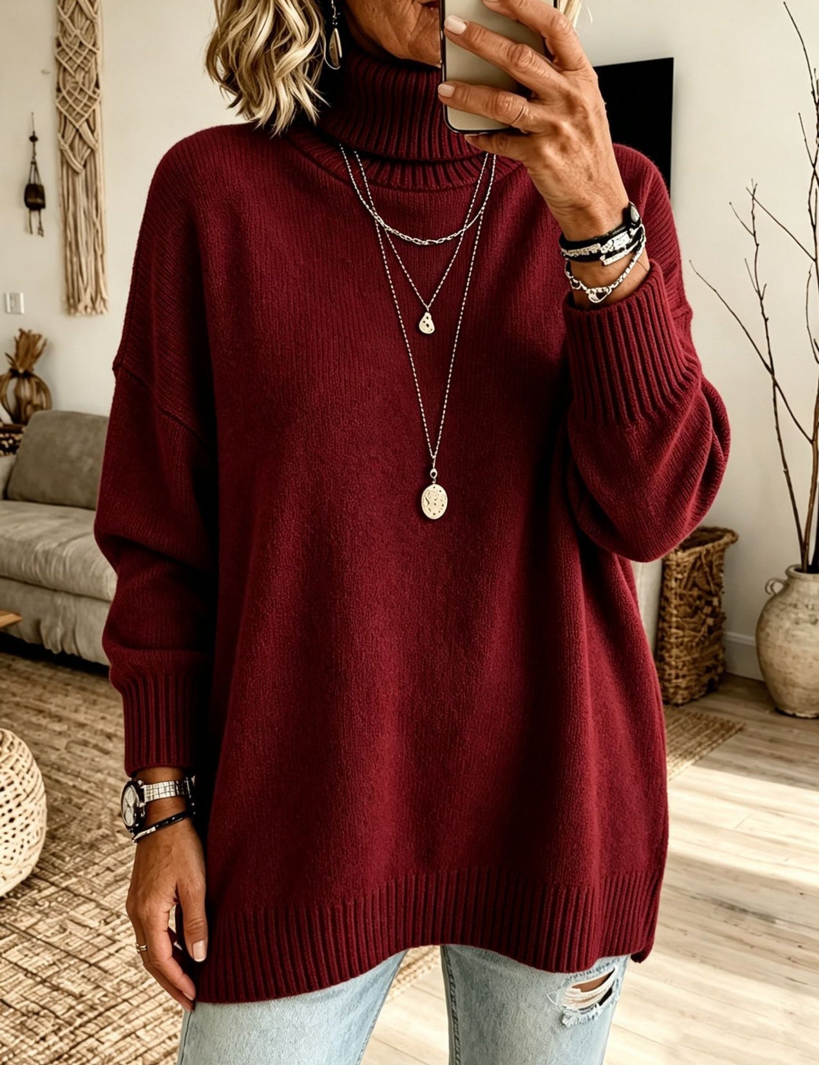 Maglione a Collo Alto Rilassato
