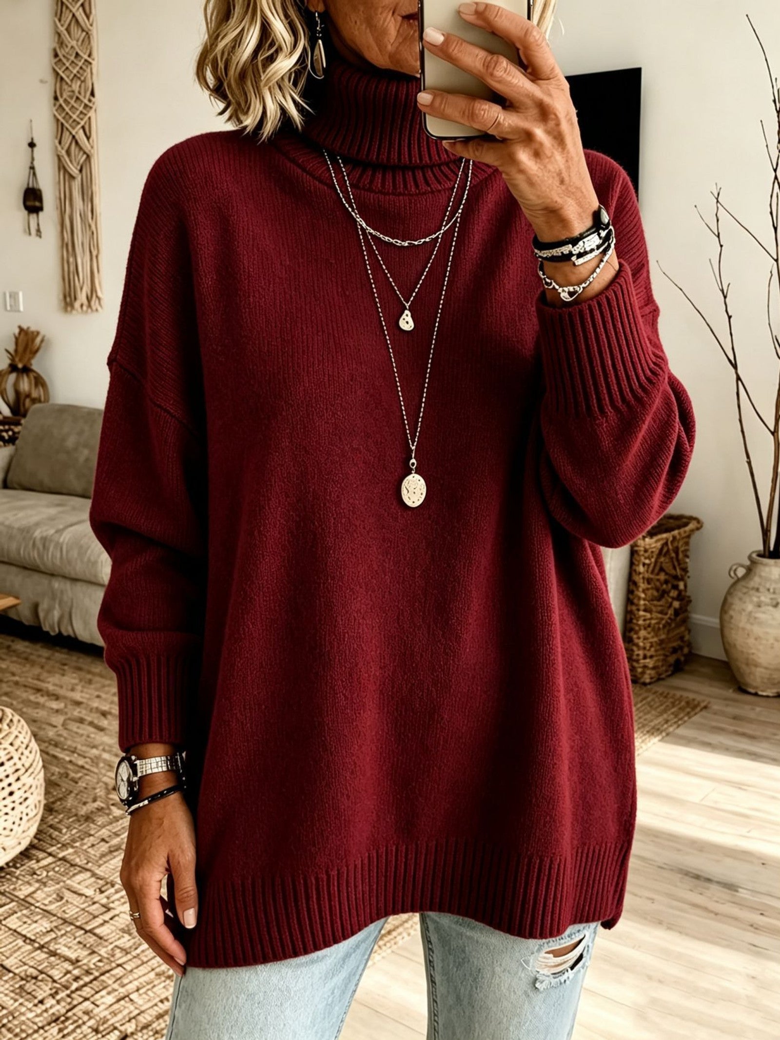 Maglione a Collo Alto Rilassato