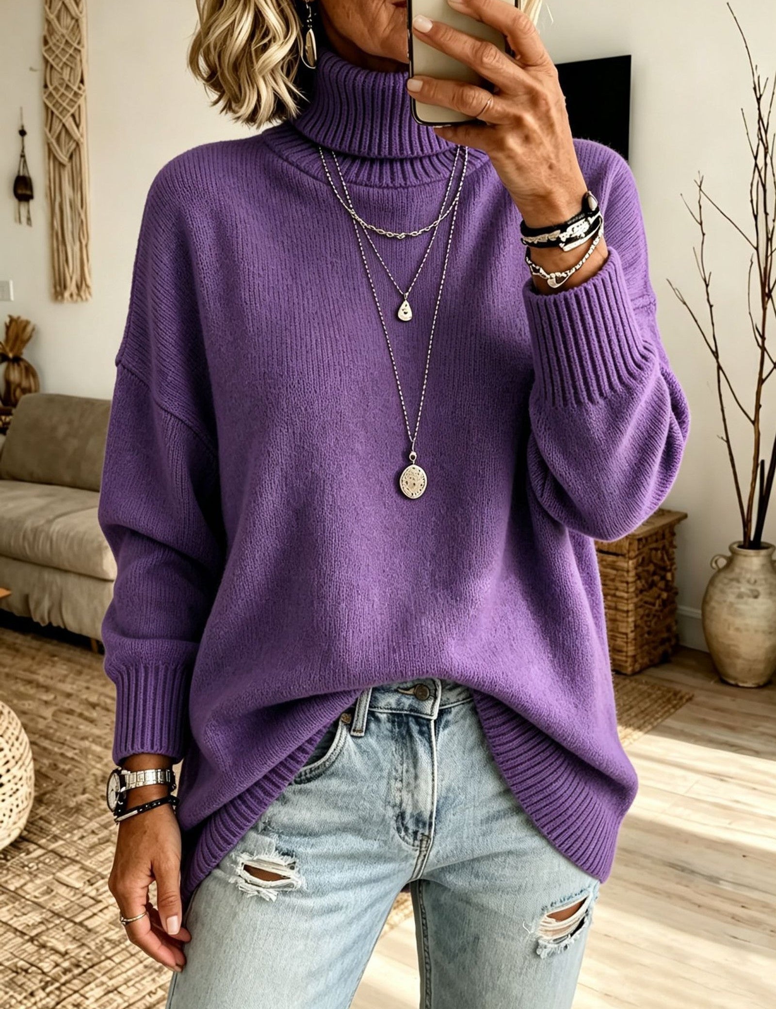 Maglione a Collo Alto Rilassato