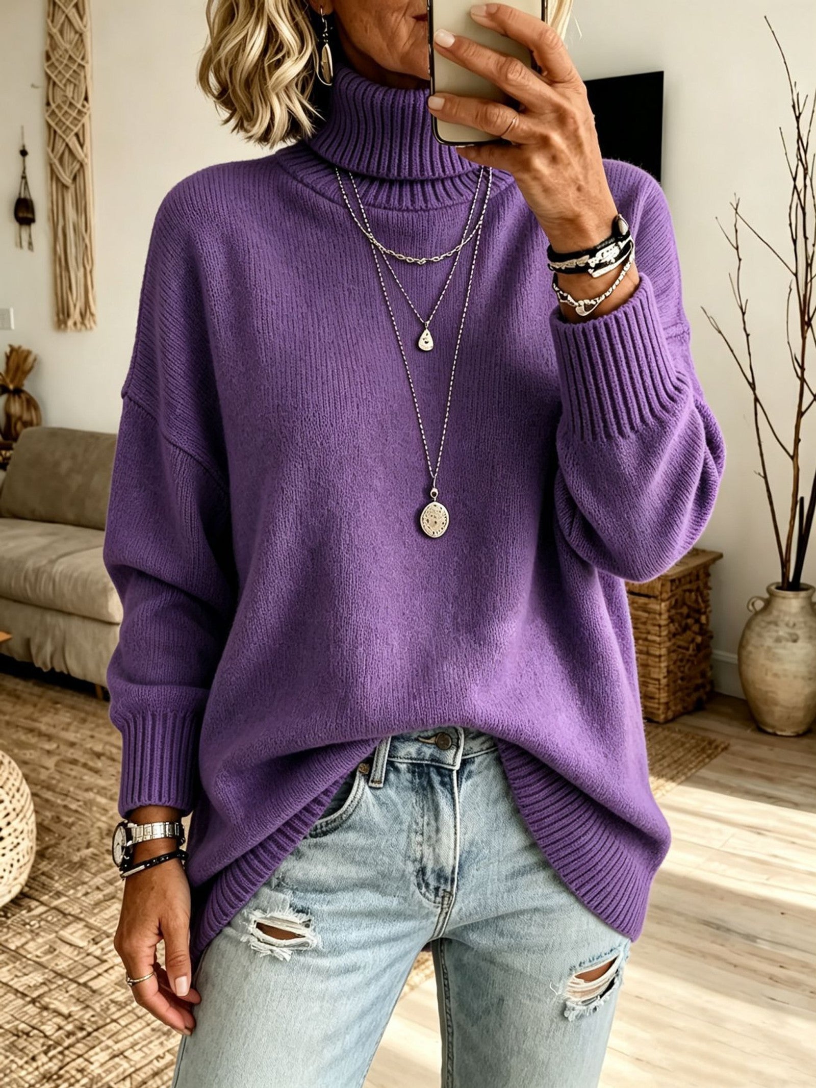 Maglione a Collo Alto Rilassato