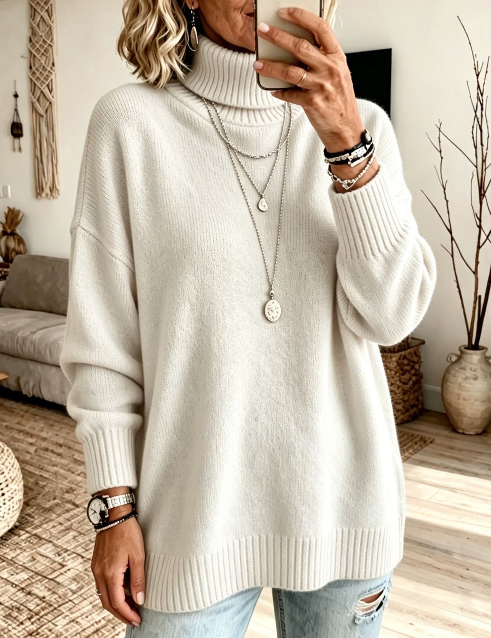 Maglione a Collo Alto Rilassato