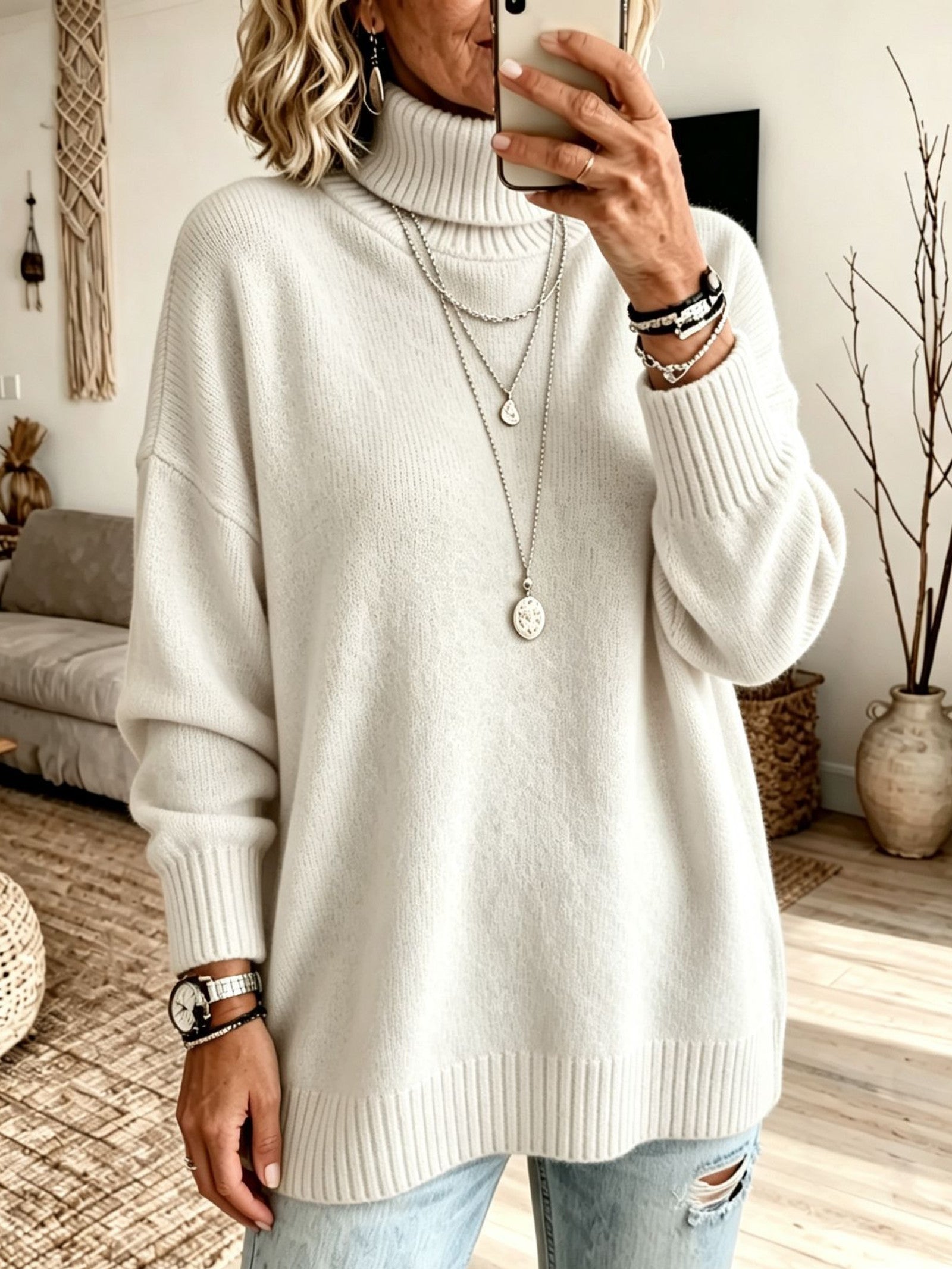Maglione a Collo Alto Rilassato