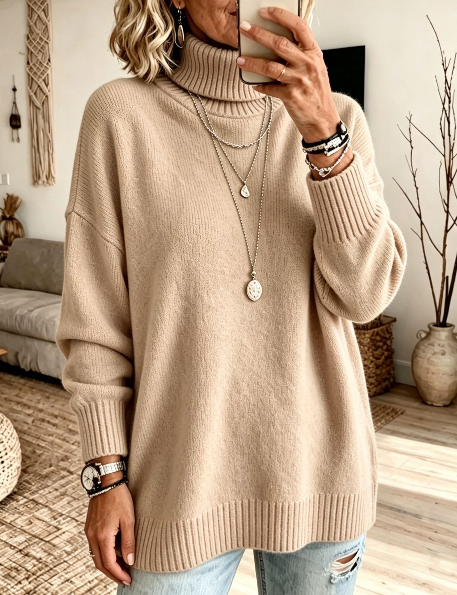 Maglione a Collo Alto Rilassato